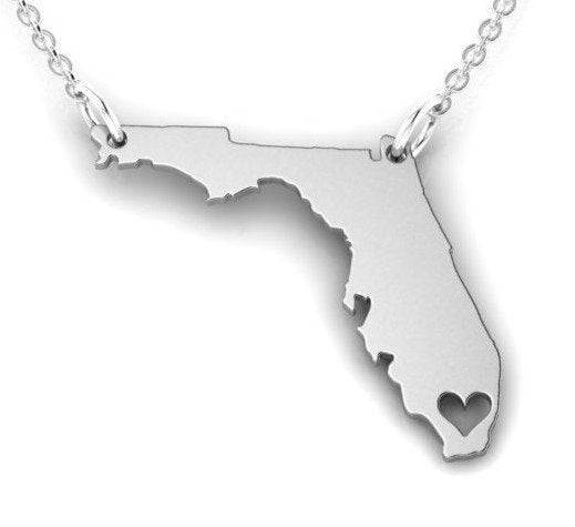 Love Florida Pendant *10k/14k/18k White, Yellow, Rose, Green Gold, Gold Plated & Silver* USA America State Miami Heart Charm Necklace Gift | Loni Design Group |   | Men's jewelery|Mens jewelery| Men's pendants| men's necklace|mens Pendants| skull jewelry|Ladies Jewellery| Ladies pendants|ladies skull ring| skull wedding ring| Snake jewelry| gold| silver| Platnium|