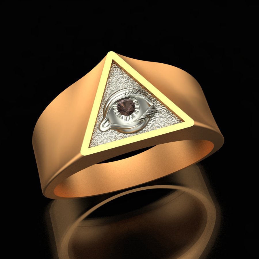 Custom Order For Mike - All Seeing Eye Ring *10k Yellow Gold - Size 13.50 - Aquamarine Stone*
