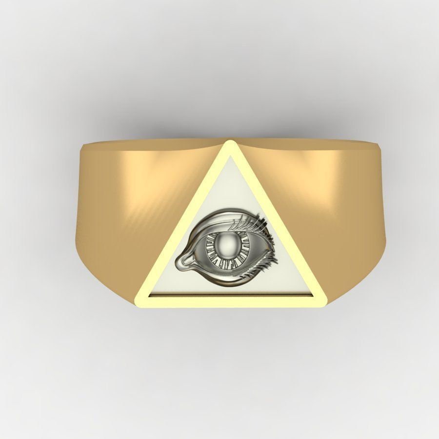 Custom Order For Mike - All Seeing Eye Ring *10k Yellow Gold - Size 13.50 - Aquamarine Stone*