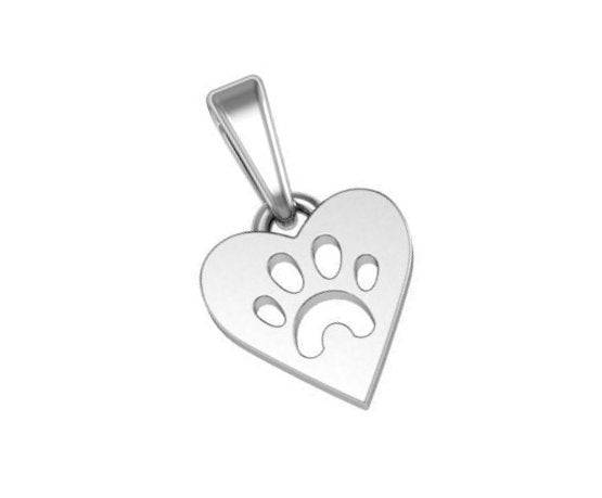 Loving Paw Pendant *10k/14k/18k White, Yellow, Rose, Green Gold, Gold Plated & Silver* Dog Puppy Cat Kitten Pet Heart Love Charm Necklace | Loni Design Group |   | Men's jewelery|Mens jewelery| Men's pendants| men's necklace|mens Pendants| skull jewelry|Ladies Jewellery| Ladies pendants|ladies skull ring| skull wedding ring| Snake jewelry| gold| silver| Platnium|