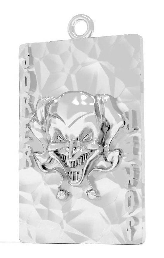 Dark Joker Pendant *10k/14k/18k White, Yellow, Rose, Green Gold, Gold Plated & Silver* Jester Clown Card Gothic Punk Biker Charm Necklace | Loni Design Group |   | Men's jewelery|Mens jewelery| Men's pendants| men's necklace|mens Pendants| skull jewelry|Ladies Jewellery| Ladies pendants|ladies skull ring| skull wedding ring| Snake jewelry| gold| silver| Platnium|