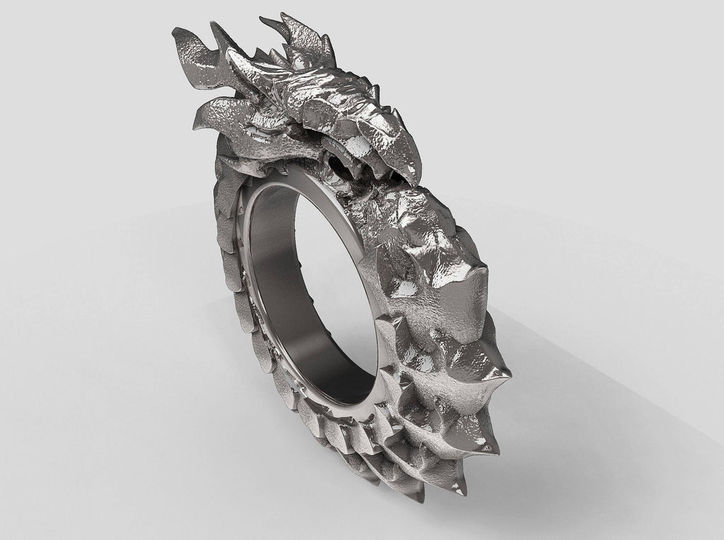 Dark Dragon Ouroboros Ring | Loni Design Group | Rings  | Men's jewelery|Mens jewelery| Men's pendants| men's necklace|mens Pendants| skull jewelry|Ladies Jewellery| Ladies pendants|ladies skull ring| skull wedding ring| Snake jewelry| gold| silver| Platnium|