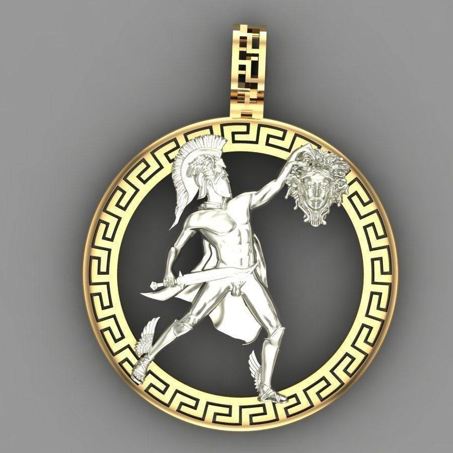 Custom Order For Earnest - Perseus The Slayer Pendant *14k Yellow Gold With The Circle Removed* | Loni Design Group |   | Men's jewelery|Mens jewelery| Men's pendants| men's necklace|mens Pendants| skull jewelry|Ladies Jewellery| Ladies pendants|ladies skull ring| skull wedding ring| Snake jewelry| gold| silver| Platnium|