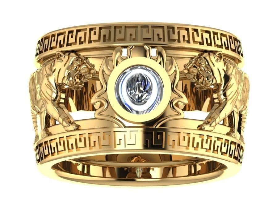 Shiv Creation Bikers jewelry Retro Biker Men Gold Plated Lion Head Ring Gold  Metal Ring For Men And Women