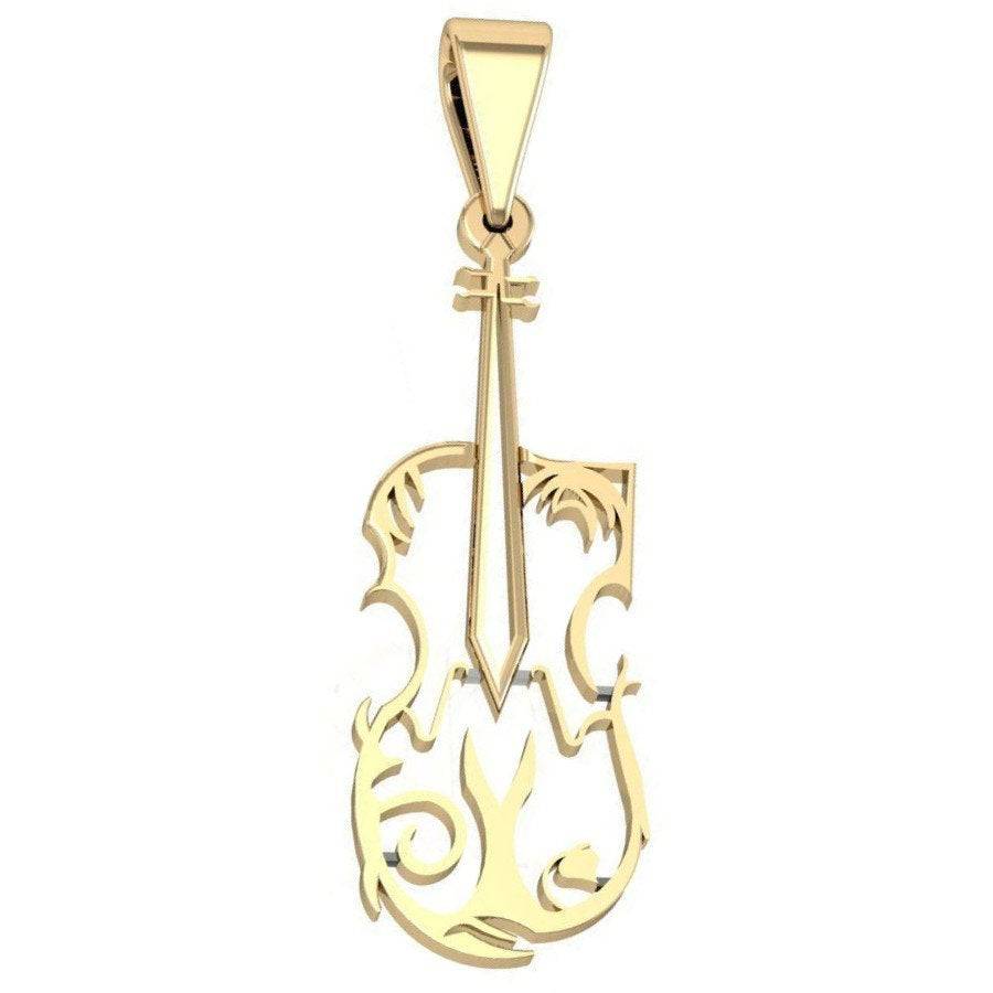 Modern Violin Pendant *10k/14k/18k White, Yellow, Rose, Green Gold, Gold Plated & Silver* Instrument Music Fiddle Band Charm Necklace Gift | Loni Design Group |   | Men's jewelery|Mens jewelery| Men's pendants| men's necklace|mens Pendants| skull jewelry|Ladies Jewellery| Ladies pendants|ladies skull ring| skull wedding ring| Snake jewelry| gold| silver| Platnium|