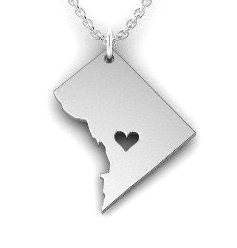 Love Washington DC Pendant *10k/14k/18k White, Yellow Rose Green Gold, Gold Plated & Silver* USA America State Heart Capitol Charm Necklace | Loni Design Group |   | Men's jewelery|Mens jewelery| Men's pendants| men's necklace|mens Pendants| skull jewelry|Ladies Jewellery| Ladies pendants|ladies skull ring| skull wedding ring| Snake jewelry| gold| silver| Platnium|