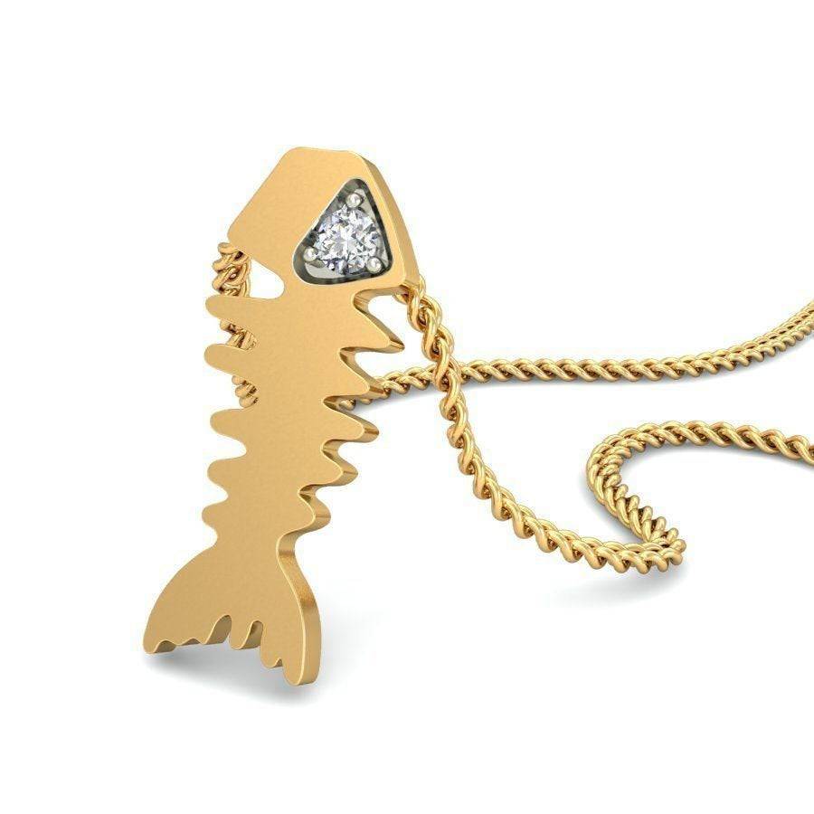 Fish Skeleton Pendant *Moissanite With 10k/14k/18k White, Yellow, Rose, Green Gold, Gold Plated & Silver* Bone Dead Gothic Charm Necklace | Loni Design Group |   | Men's jewelery|Mens jewelery| Men's pendants| men's necklace|mens Pendants| skull jewelry|Ladies Jewellery| Ladies pendants|ladies skull ring| skull wedding ring| Snake jewelry| gold| silver| Platnium|