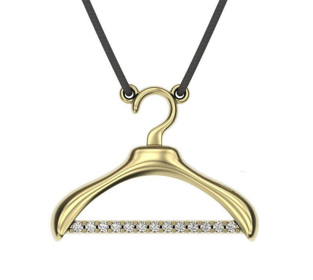 Clothing Hanger Pendant *Moissanite With 10k/14k/18k White, Yellow, Rose, Green Gold, Gold Plated & Silver* Fashion Design Charm Necklace | Loni Design Group |   | Men's jewelery|Mens jewelery| Men's pendants| men's necklace|mens Pendants| skull jewelry|Ladies Jewellery| Ladies pendants|ladies skull ring| skull wedding ring| Snake jewelry| gold| silver| Platnium|