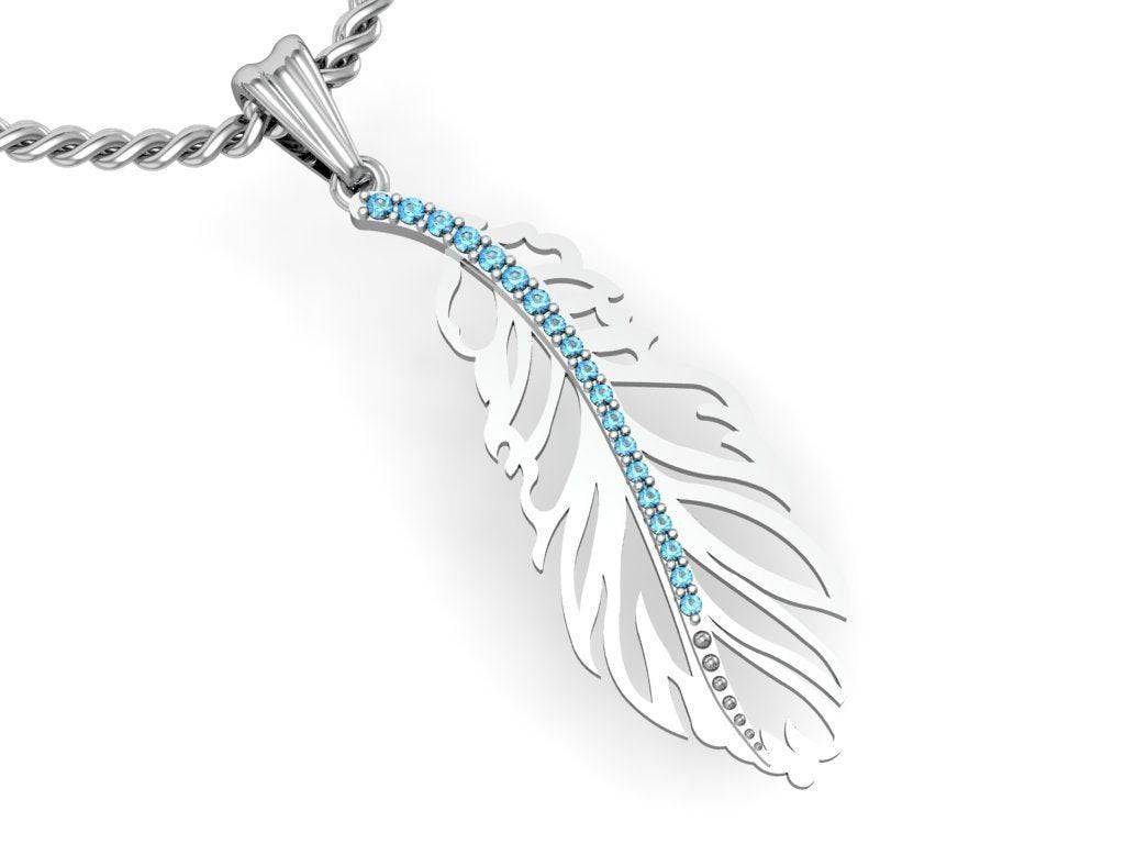Fanciful Feather Pendant *Moissanite With 10k/14k/18k White, Yellow, Rose Green Gold, Gold Plated & Silver* Bird Animal Wing Charm Necklace | Loni Design Group |   | Men's jewelery|Mens jewelery| Men's pendants| men's necklace|mens Pendants| skull jewelry|Ladies Jewellery| Ladies pendants|ladies skull ring| skull wedding ring| Snake jewelry| gold| silver| Platnium|