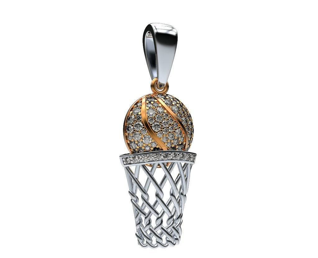 All Net Basketball Pendant *0.62 Moissanite With 10k/14k/18k White, Yellow, Rose Green Gold, Gold Plated & Silver* NBA Sport Charm Necklace | Loni Design Group |   | Men's jewelery|Mens jewelery| Men's pendants| men's necklace|mens Pendants| skull jewelry|Ladies Jewellery| Ladies pendants|ladies skull ring| skull wedding ring| Snake jewelry| gold| silver| Platnium|
