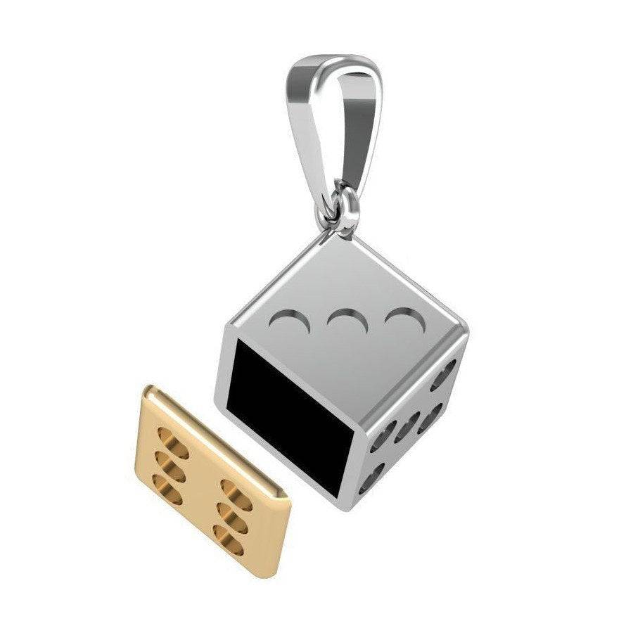 Lucky Dice Pendant *10k/14k/18k White, Yellow, Rose, Green Gold, Gold Plated & Silver* Die Games Vegas D and D Role Playing Charm Necklace | Loni Design Group |   | Men's jewelery|Mens jewelery| Men's pendants| men's necklace|mens Pendants| skull jewelry|Ladies Jewellery| Ladies pendants|ladies skull ring| skull wedding ring| Snake jewelry| gold| silver| Platnium|