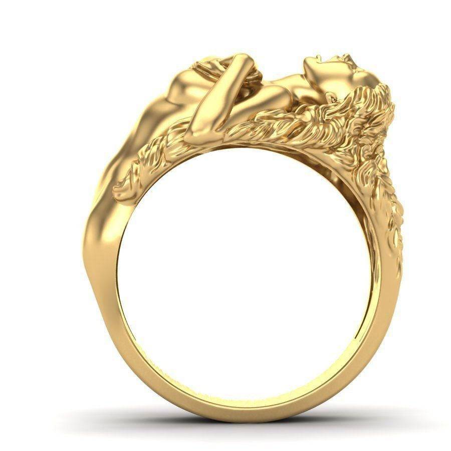 Morvi Black Brass Satin Finish Laminated Gold Plated, Lv Logo Design Free Ring For Men And Women Brass Ring