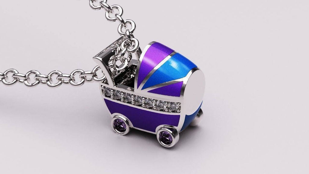 Baby Carriage Pendant *10k/14k/18k White, Yellow, Rose, Green Gold, Gold Plated & Silver* Baby Mom Mother Parent Child Kid Charm Necklace | Loni Design Group |   | Men's jewelery|Mens jewelery| Men's pendants| men's necklace|mens Pendants| skull jewelry|Ladies Jewellery| Ladies pendants|ladies skull ring| skull wedding ring| Snake jewelry| gold| silver| Platnium|