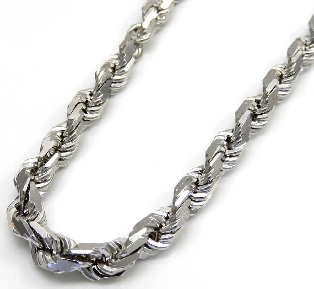 Solid Diamond Cut Rope Chain Made With Sterling Silver - Made For Men, Women, Children - Perfect For Pendants, Charms and Necklaces | Loni Design Group |   | Men's jewelery|Mens jewelery| Men's pendants| men's necklace|mens Pendants| skull jewelry|Ladies Jewellery| Ladies pendants|ladies skull ring| skull wedding ring| Snake jewelry| gold| silver| Platnium|
