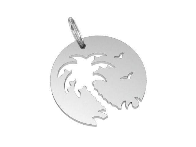 Remote Island Pendant *10k/14k/18k White, Yellow, Rose, Green Gold, Gold Plated & Silver* Palm Tree Bird Beach Tropical Sun Charm Necklace | Loni Design Group |   | Men's jewelery|Mens jewelery| Men's pendants| men's necklace|mens Pendants| skull jewelry|Ladies Jewellery| Ladies pendants|ladies skull ring| skull wedding ring| Snake jewelry| gold| silver| Platnium|