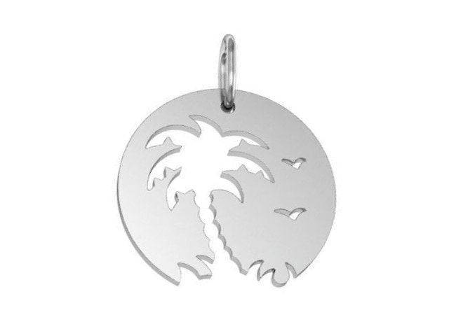 Remote Island Pendant *10k/14k/18k White, Yellow, Rose, Green Gold, Gold Plated & Silver* Palm Tree Bird Beach Tropical Sun Charm Necklace | Loni Design Group |   | Men's jewelery|Mens jewelery| Men's pendants| men's necklace|mens Pendants| skull jewelry|Ladies Jewellery| Ladies pendants|ladies skull ring| skull wedding ring| Snake jewelry| gold| silver| Platnium|
