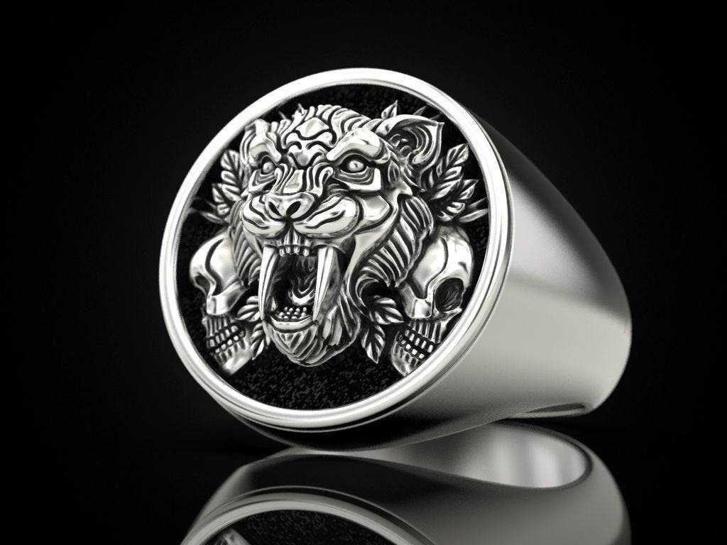 Saber Toothed Tiger Ring | Loni Design Group | Rings  | Men's jewelery|Mens jewelery| Men's pendants| men's necklace|mens Pendants| skull jewelry|Ladies Jewellery| Ladies pendants|ladies skull ring| skull wedding ring| Snake jewelry| gold| silver| Platnium|