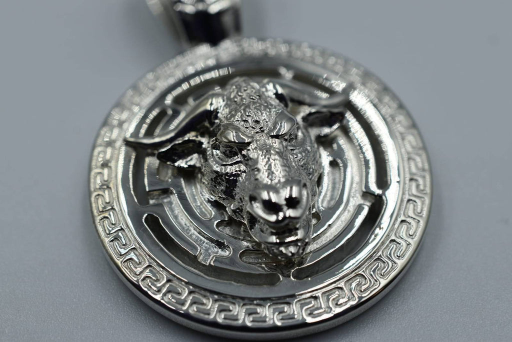 Asterion Minotaur Pendant *10k/14k/18k White, Yellow, Rose, Green Gold, Gold Plated & Silver* Fantasy Mythical Maze Labyrinth Animal Bull | Loni Design Group |   | Men's jewelery|Mens jewelery| Men's pendants| men's necklace|mens Pendants| skull jewelry|Ladies Jewellery| Ladies pendants|ladies skull ring| skull wedding ring| Snake jewelry| gold| silver| Platnium|