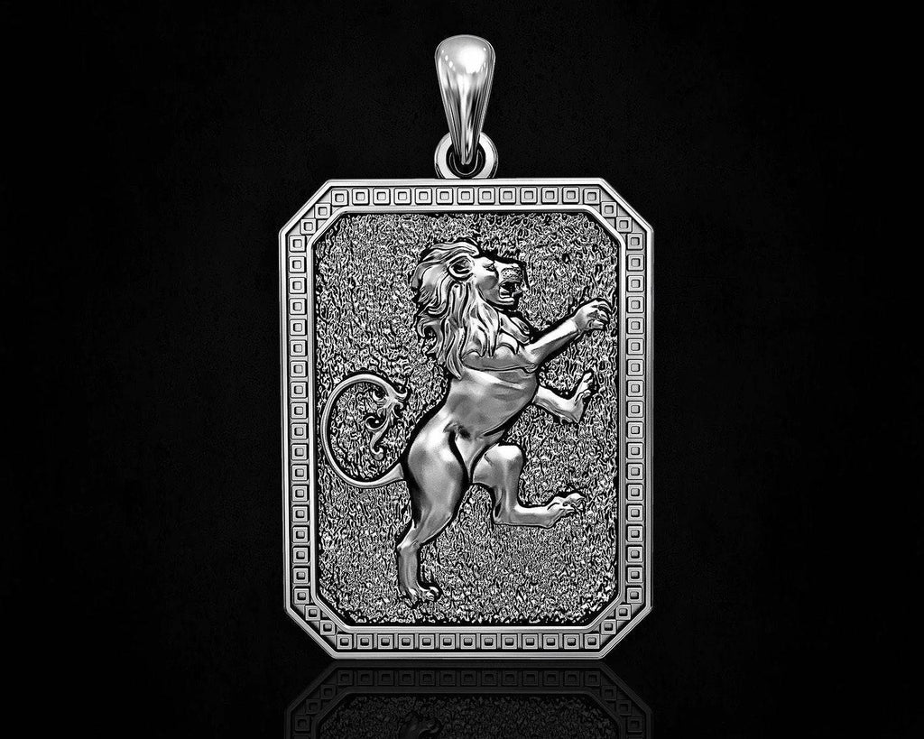 Heraldic Lion Pendant *10k/14k/18k White, Yellow, Rose, Green Gold, Gold Plated & Silver* Animal Courage Nobility Royalty Charm Necklace | Loni Design Group |   | Men's jewelery|Mens jewelery| Men's pendants| men's necklace|mens Pendants| skull jewelry|Ladies Jewellery| Ladies pendants|ladies skull ring| skull wedding ring| Snake jewelry| gold| silver| Platnium|