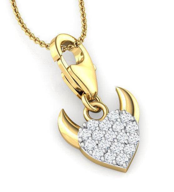 Dainty Devil Pendant *Moissanite With 10k/14k/18k White, Yellow, Rose Green Gold, Gold Plated & Silver* Punk Women Heart Girl Charm Necklace | Loni Design Group |   | Men's jewelery|Mens jewelery| Men's pendants| men's necklace|mens Pendants| skull jewelry|Ladies Jewellery| Ladies pendants|ladies skull ring| skull wedding ring| Snake jewelry| gold| silver| Platnium|