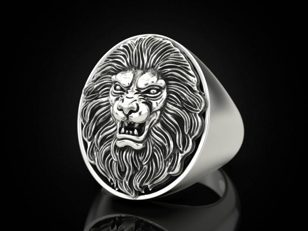 Silver Lion Men's Ring (39 grams) - 275$ ⋆ Lion jewelry store