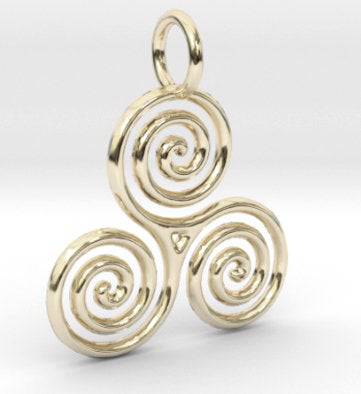 Earth Triskelion Pendant *10k/14k/18k White, Yellow, Rose, Green Gold, Gold Plated & Silver* Triskeles Triple Ancient Symbol Charm Necklace | Loni Design Group |   | Men's jewelery|Mens jewelery| Men's pendants| men's necklace|mens Pendants| skull jewelry|Ladies Jewellery| Ladies pendants|ladies skull ring| skull wedding ring| Snake jewelry| gold| silver| Platnium|