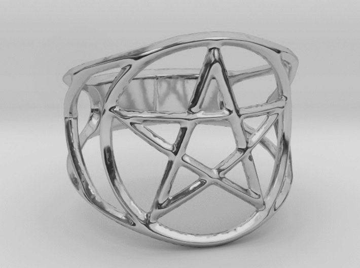 Wiccan Pentagram Ring | Loni Design Group | Rings  | Men's jewelery|Mens jewelery| Men's pendants| men's necklace|mens Pendants| skull jewelry|Ladies Jewellery| Ladies pendants|ladies skull ring| skull wedding ring| Snake jewelry| gold| silver| Platnium|