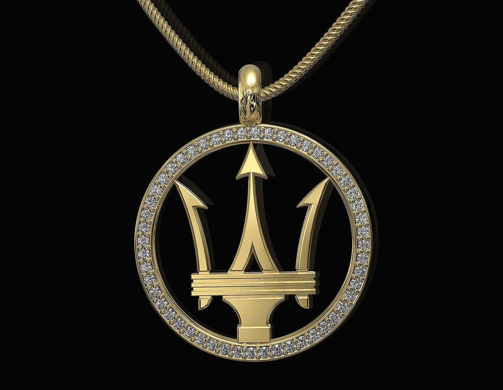Sea God Trident Pendant *Moissanite With 10k/14k/18k White, Yellow, Rose, Green Gold, Gold Plated & Silver* Poseidon Water Charm Necklace | Loni Design Group |   | Men's jewelery|Mens jewelery| Men's pendants| men's necklace|mens Pendants| skull jewelry|Ladies Jewellery| Ladies pendants|ladies skull ring| skull wedding ring| Snake jewelry| gold| silver| Platnium|