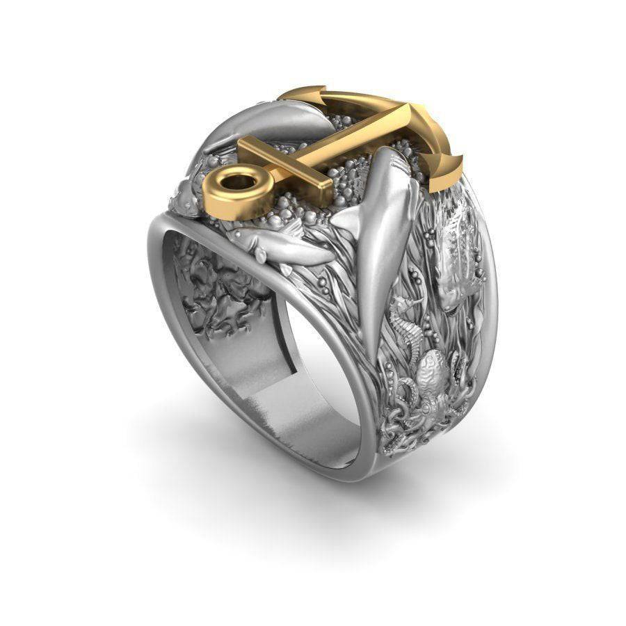 Underwater Anchor Ring | Loni Design Group | Rings  | Men's jewelery|Mens jewelery| Men's pendants| men's necklace|mens Pendants| skull jewelry|Ladies Jewellery| Ladies pendants|ladies skull ring| skull wedding ring| Snake jewelry| gold| silver| Platnium|