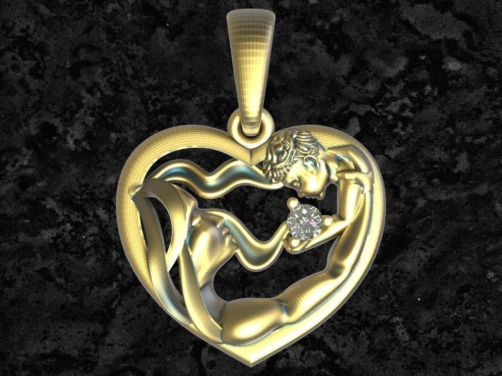 Mother And Son Pendant *10k/14k/18k White, Yellow, Rose Green Gold, Gold Plated & Silver* Mom Baby Boy Women Child Heart Love Charm Necklace | Loni Design Group |   | Men's jewelery|Mens jewelery| Men's pendants| men's necklace|mens Pendants| skull jewelry|Ladies Jewellery| Ladies pendants|ladies skull ring| skull wedding ring| Snake jewelry| gold| silver| Platnium|