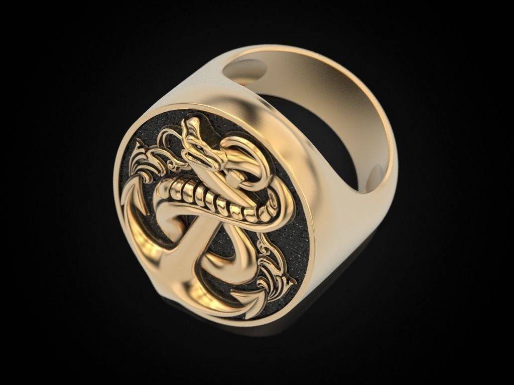 Snake Anchor Ring | Loni Design Group | Rings  | Men's jewelery|Mens jewelery| Men's pendants| men's necklace|mens Pendants| skull jewelry|Ladies Jewellery| Ladies pendants|ladies skull ring| skull wedding ring| Snake jewelry| gold| silver| Platnium|