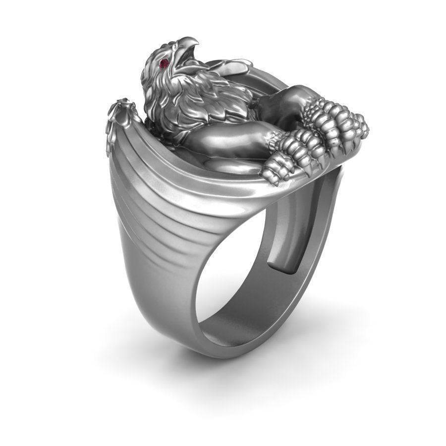 Mythical Griffin Ring | Loni Design Group | Rings  | Men's jewelery|Mens jewelery| Men's pendants| men's necklace|mens Pendants| skull jewelry|Ladies Jewellery| Ladies pendants|ladies skull ring| skull wedding ring| Snake jewelry| gold| silver| Platnium|