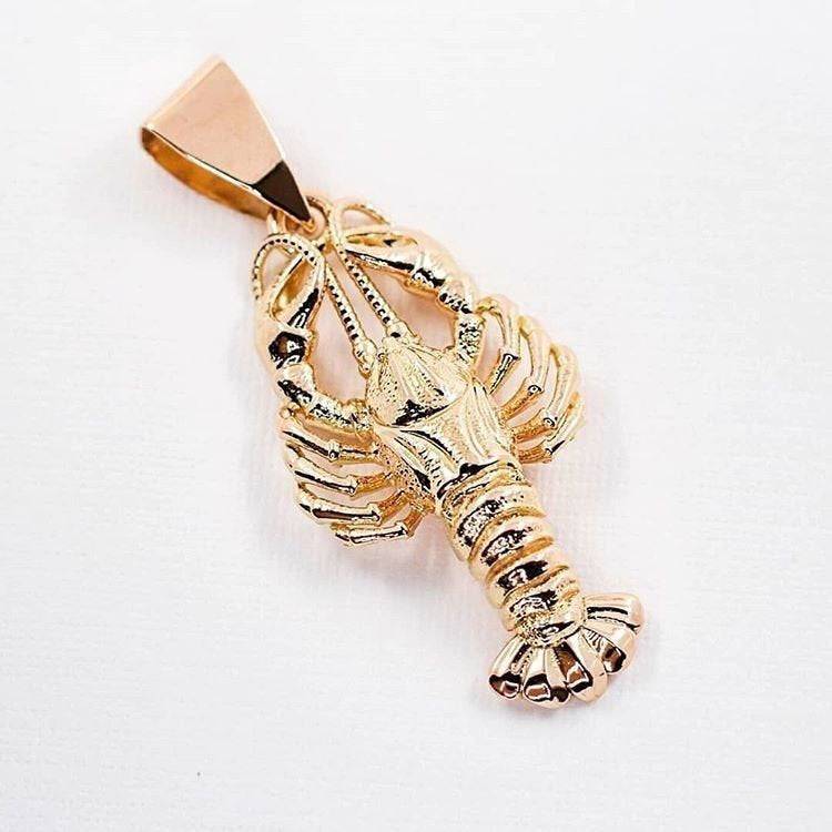 Crayfish Pendant *10k/14k/18k White, Yellow, Rose, Green Gold, Gold Plated & Silver* Fish Lobster Crawfish Animal Boat Ship Charm Necklace | Loni Design Group |   | Men's jewelery|Mens jewelery| Men's pendants| men's necklace|mens Pendants| skull jewelry|Ladies Jewellery| Ladies pendants|ladies skull ring| skull wedding ring| Snake jewelry| gold| silver| Platnium|