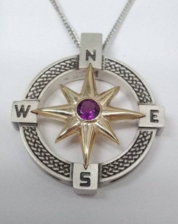 North Star Compass Pendant *0.50 Carat With 10k/14k/18k White, Yellow, Rose Green Gold, Gold Plated & Silver* Ship Boat Captain Navy Charm | Loni Design Group |   | Men's jewelery|Mens jewelery| Men's pendants| men's necklace|mens Pendants| skull jewelry|Ladies Jewellery| Ladies pendants|ladies skull ring| skull wedding ring| Snake jewelry| gold| silver| Platnium|
