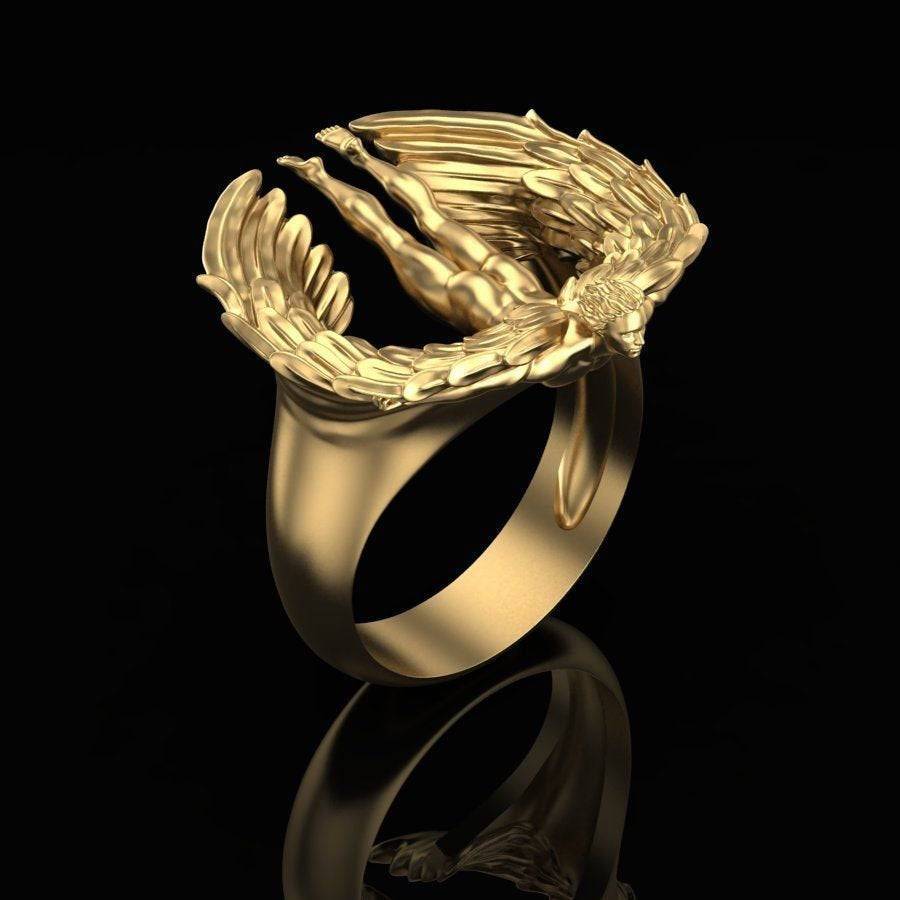 Saraqael Angel Ring | Loni Design Group | Rings  | Men's jewelery|Mens jewelery| Men's pendants| men's necklace|mens Pendants| skull jewelry|Ladies Jewellery| Ladies pendants|ladies skull ring| skull wedding ring| Snake jewelry| gold| silver| Platnium|