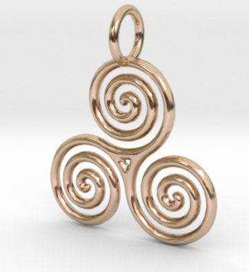 Earth Triskelion Pendant *10k/14k/18k White, Yellow, Rose, Green Gold, Gold Plated & Silver* Triskeles Triple Ancient Symbol Charm Necklace | Loni Design Group |   | Men's jewelery|Mens jewelery| Men's pendants| men's necklace|mens Pendants| skull jewelry|Ladies Jewellery| Ladies pendants|ladies skull ring| skull wedding ring| Snake jewelry| gold| silver| Platnium|