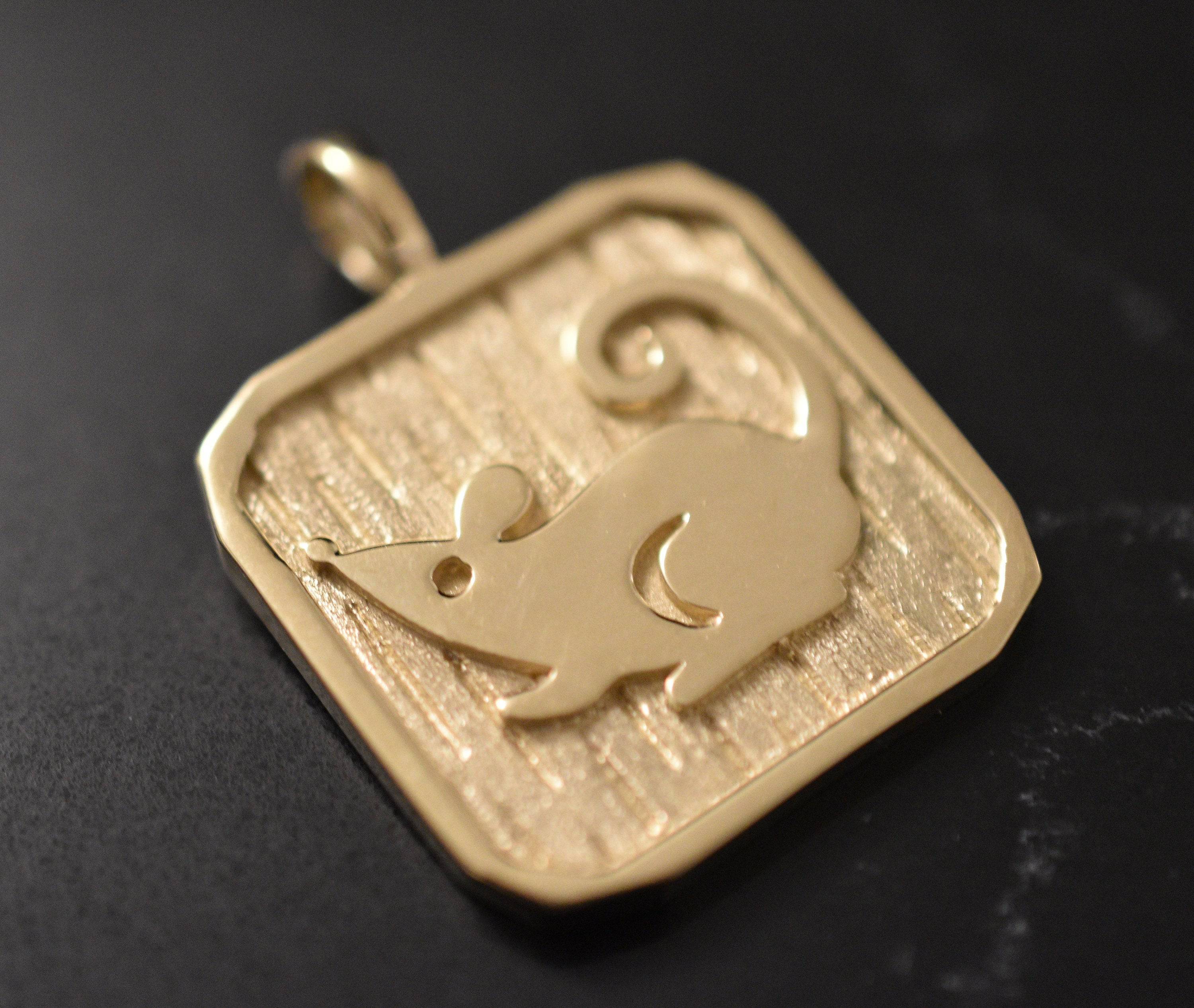 Diligent Year Of The Rat Pendant *10k/14k/18k White, Yellow, Rose