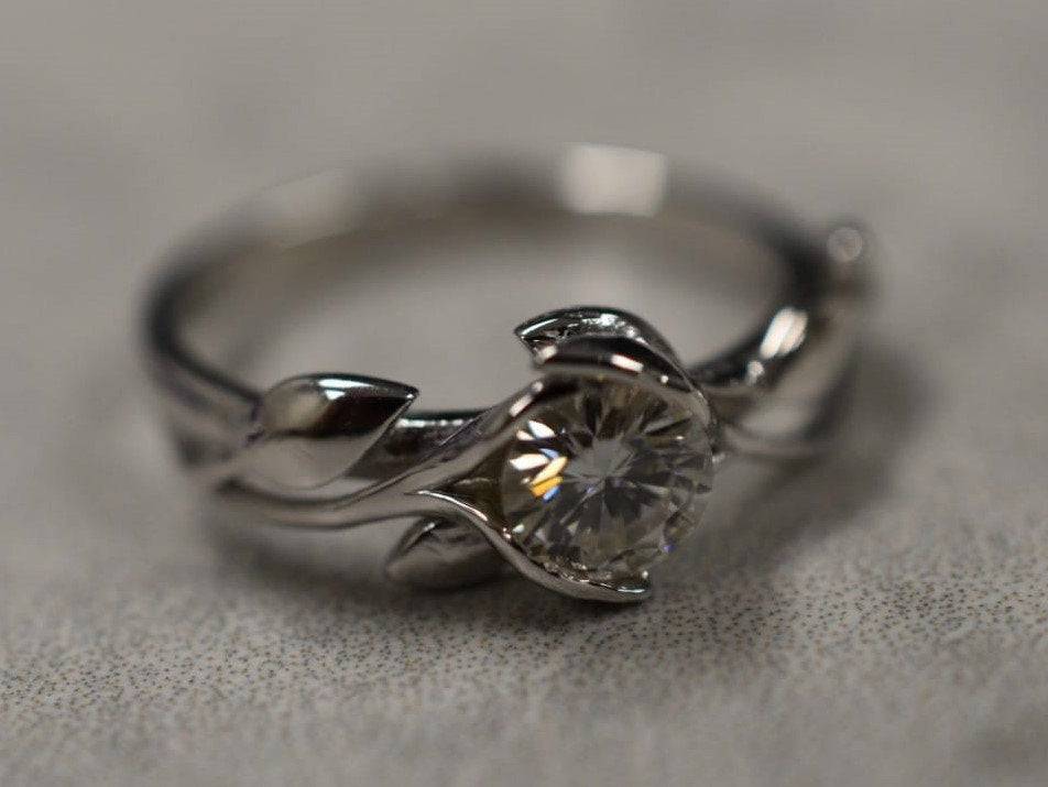 Nature Inspired Diamond Engagement Ring, Pear Cut Vintage Delicate Pear  Shaped Cut Moissanite Ring | Benati