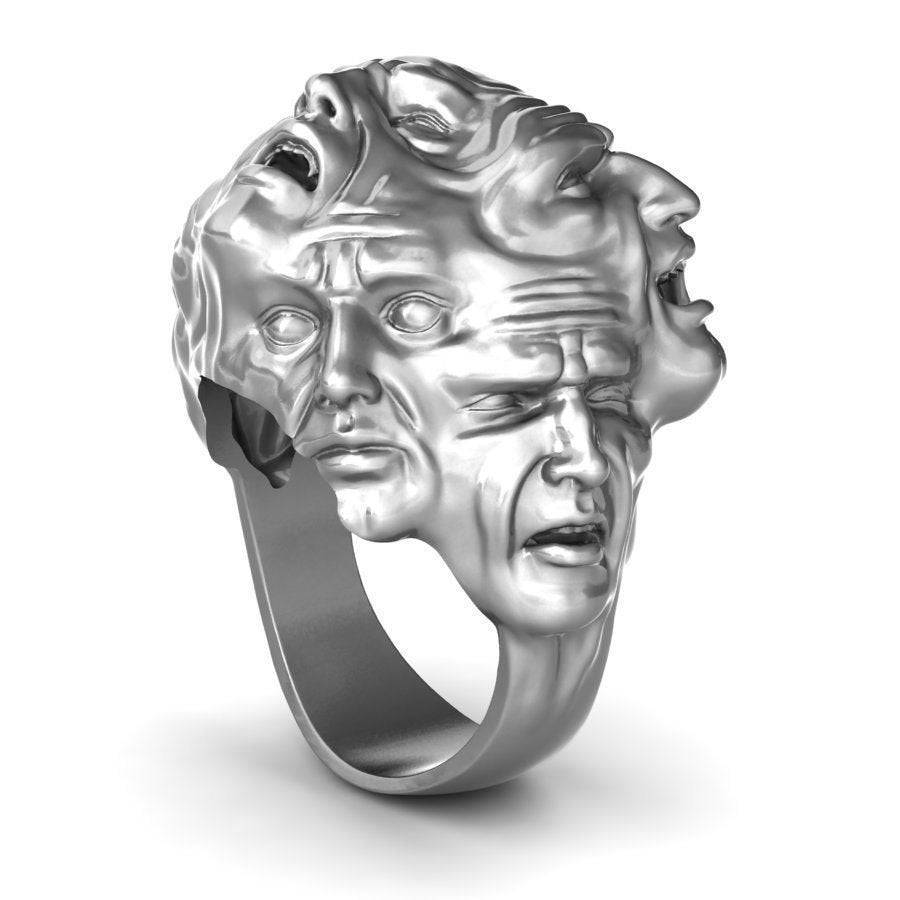 My Emotions Ring *10k/14k/18k White, Yellow, Rose, Green Gold, Gold Plated & Silver* Faces Happy Sad Surprised Angry Actor Men Women Thumb | Loni Design Group |   | Men's jewelery|Mens jewelery| Men's pendants| men's necklace|mens Pendants| skull jewelry|Ladies Jewellery| Ladies pendants|ladies skull ring| skull wedding ring| Snake jewelry| gold| silver| Platnium|