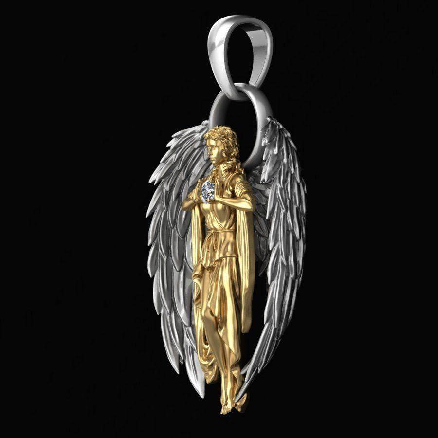 Anaita Angel Pendant *Moissanite With 10k/14k/18k White, Yellow, Rose, Green Gold, Gold Plated & Silver* Jesus Christ God Charm Necklace | Loni Design Group |   | Men's jewelery|Mens jewelery| Men's pendants| men's necklace|mens Pendants| skull jewelry|Ladies Jewellery| Ladies pendants|ladies skull ring| skull wedding ring| Snake jewelry| gold| silver| Platnium|