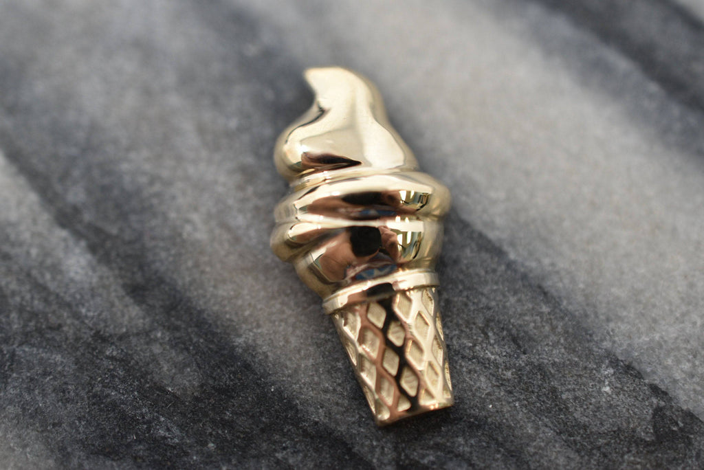 Swirl Ice Cream Pendant *10k/14k/18k White, Yellow, Rose, Green Gold, Gold Plated & Silver* Food Dessert Gelato Cone Charm Necklace Gift | Loni Design Group |   | Men's jewelery|Mens jewelery| Men's pendants| men's necklace|mens Pendants| skull jewelry|Ladies Jewellery| Ladies pendants|ladies skull ring| skull wedding ring| Snake jewelry| gold| silver| Platnium|