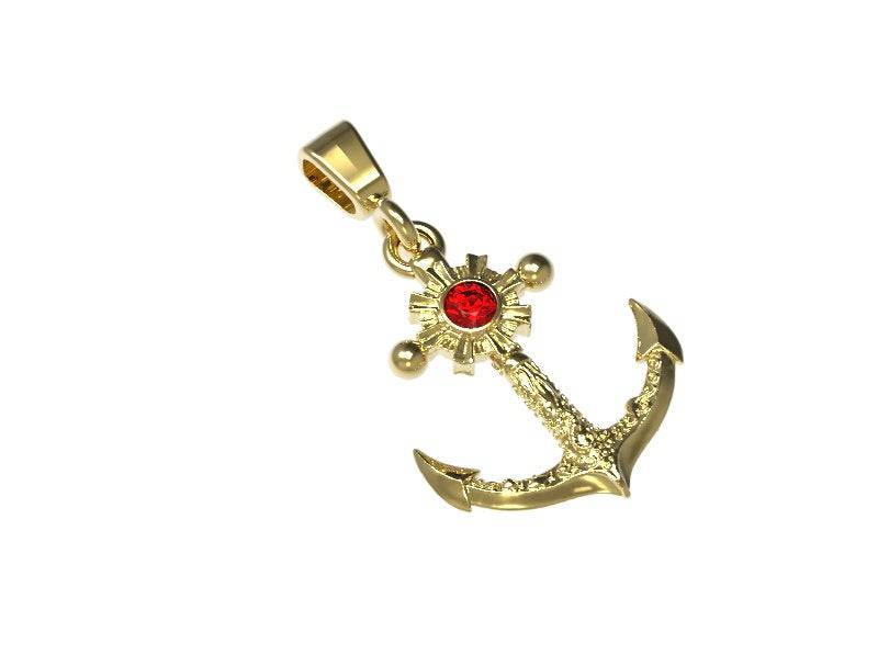 Custom Order For Sean - Morgan Anchor Pendant *10k Yellow Gold - 38mm - Large Bail - Ruby* | Loni Design Group |   | Men's jewelery|Mens jewelery| Men's pendants| men's necklace|mens Pendants| skull jewelry|Ladies Jewellery| Ladies pendants|ladies skull ring| skull wedding ring| Snake jewelry| gold| silver| Platnium|