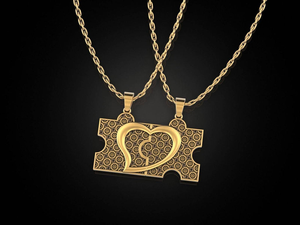 We Fit Together Puzzle Pendant *10k/14k/18k White, Yellow, Rose Green Gold, Gold Plated & Silver* Pieces Love Heart Men Women Chain Necklace | Loni Design Group |   | Men's jewelery|Mens jewelery| Men's pendants| men's necklace|mens Pendants| skull jewelry|Ladies Jewellery| Ladies pendants|ladies skull ring| skull wedding ring| Snake jewelry| gold| silver| Platnium|