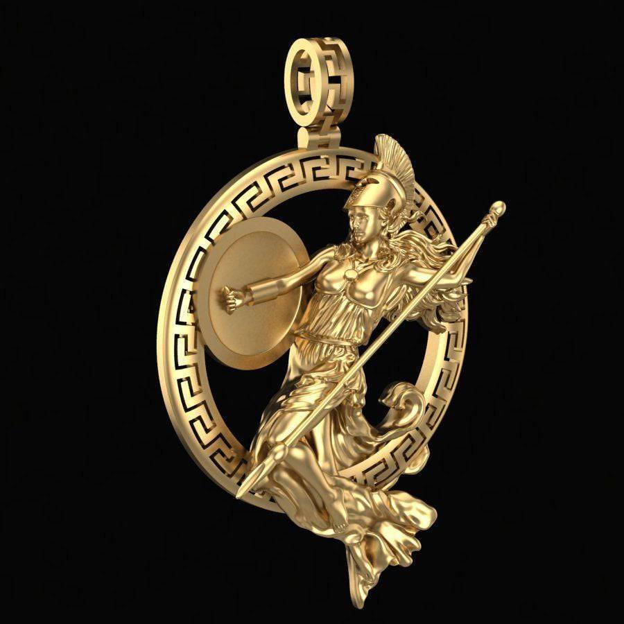 Goddess of War Athena Pendant *10k/14k/18k White, Yellow, Rose Green Gold, Gold Plated & Silver* Greek Ancient History Wisdom Charm Necklace | Loni Design Group |   | Men's jewelery|Mens jewelery| Men's pendants| men's necklace|mens Pendants| skull jewelry|Ladies Jewellery| Ladies pendants|ladies skull ring| skull wedding ring| Snake jewelry| gold| silver| Platnium|