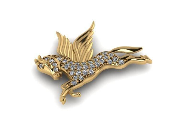 Aeolus Pegasus Pendant *Moissanite With 10k/14k/18k White, Yellow, Rose, Green Gold, Gold Plated & Silver* Horse Fantasy Mythical LARP Charm | Loni Design Group |   | Men's jewelery|Mens jewelery| Men's pendants| men's necklace|mens Pendants| skull jewelry|Ladies Jewellery| Ladies pendants|ladies skull ring| skull wedding ring| Snake jewelry| gold| silver| Platnium|