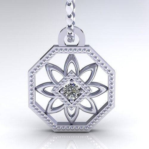 Sophia Women's Pendant *Moissanite With 10k/14k/18k White, Yellow, Rose Green Gold, Gold Plated & Silver* Flower Floral Woman Charm Necklace | Loni Design Group |   | Men's jewelery|Mens jewelery| Men's pendants| men's necklace|mens Pendants| skull jewelry|Ladies Jewellery| Ladies pendants|ladies skull ring| skull wedding ring| Snake jewelry| gold| silver| Platnium|