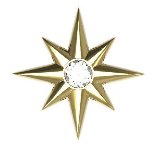 Custom Order For Lexis - Star Compass Pendant *0.50 Carat - Yellow Gold Plated - April or September Birth Stone* | Loni Design Group |   | Men's jewelery|Mens jewelery| Men's pendants| men's necklace|mens Pendants| skull jewelry|Ladies Jewellery| Ladies pendants|ladies skull ring| skull wedding ring| Snake jewelry| gold| silver| Platnium|