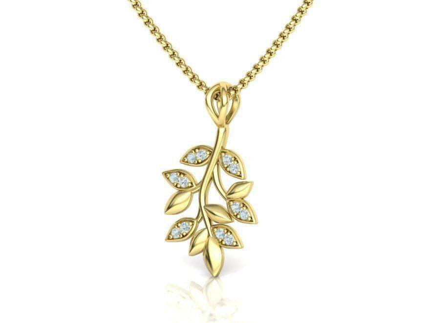 Shade Leaf Pendant *Moissanite With 10k/14k/18k White, Yellow, Rose, Green Gold, Gold Plated & Silver* Leaves Nature Branch Charm Necklace | Loni Design Group |   | Men's jewelery|Mens jewelery| Men's pendants| men's necklace|mens Pendants| skull jewelry|Ladies Jewellery| Ladies pendants|ladies skull ring| skull wedding ring| Snake jewelry| gold| silver| Platnium|