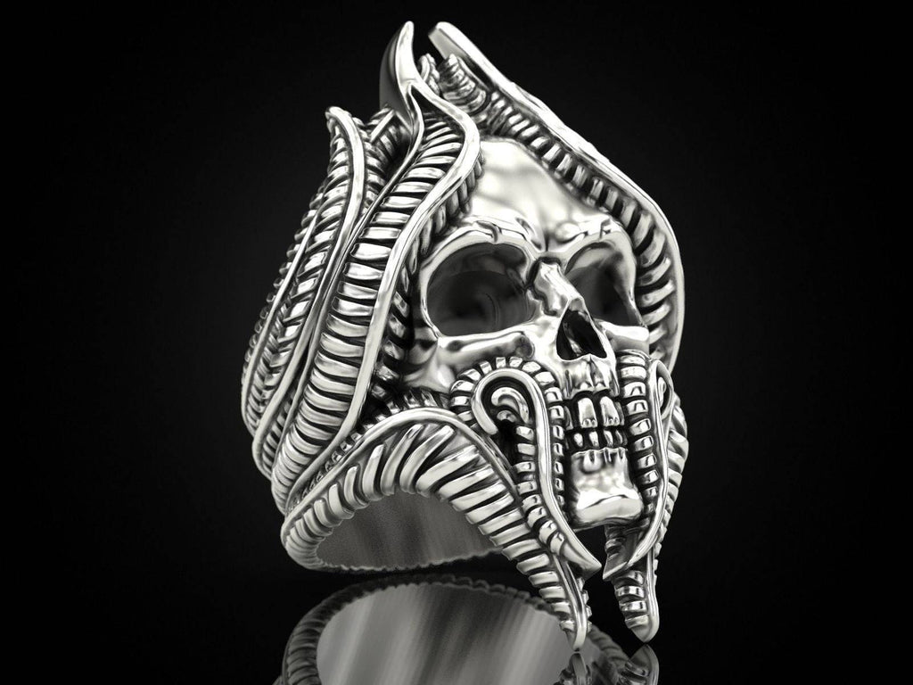 Death From The Depths Skull Ring *10k/14k/18k White, Yellow, Rose, Green Gold, Gold Plated & Silver* Tentacle Punk Gothic Thumb Pinky Men | Loni Design Group |   | Men's jewelery|Mens jewelery| Men's pendants| men's necklace|mens Pendants| skull jewelry|Ladies Jewellery| Ladies pendants|ladies skull ring| skull wedding ring| Snake jewelry| gold| silver| Platnium|