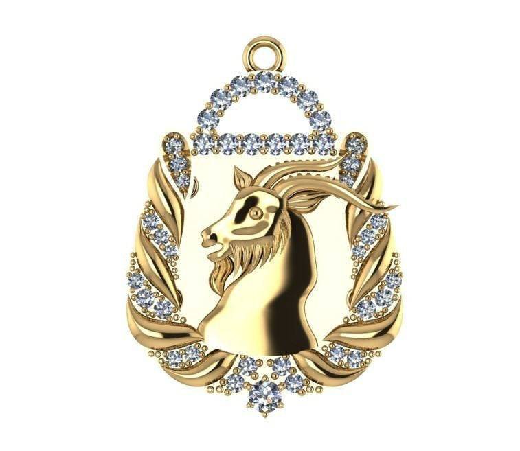 Billy Goat Pendant *Moissanite With 10k/14k/18k White, Yellow, Rose Green Gold, Gold Plated & Silver* Animal Zodiac Horoscope Charm Necklace | Loni Design Group |   | Men's jewelery|Mens jewelery| Men's pendants| men's necklace|mens Pendants| skull jewelry|Ladies Jewellery| Ladies pendants|ladies skull ring| skull wedding ring| Snake jewelry| gold| silver| Platnium|